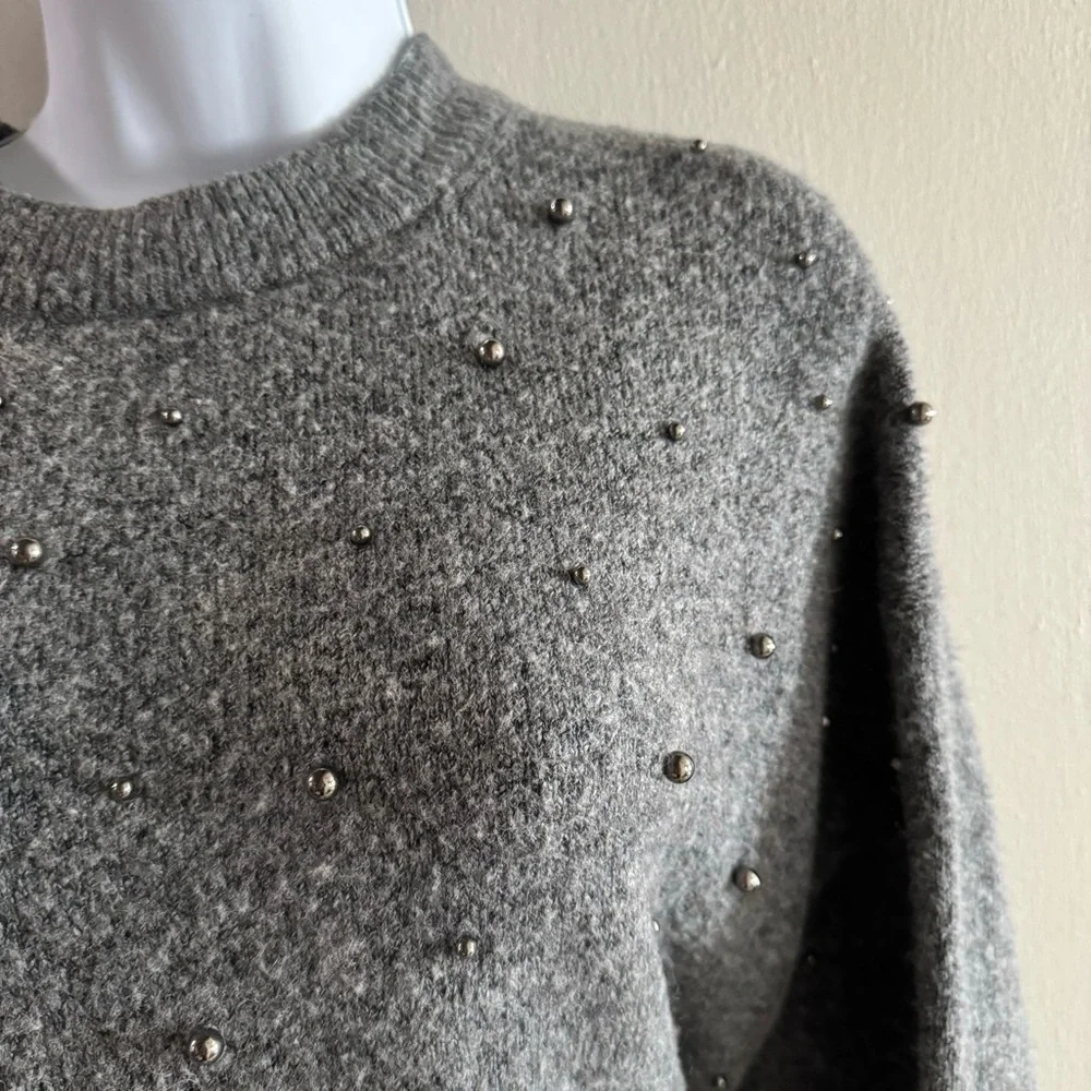 H&M Gray Beaded Crew Neck Sweater - Picture 3 of 5